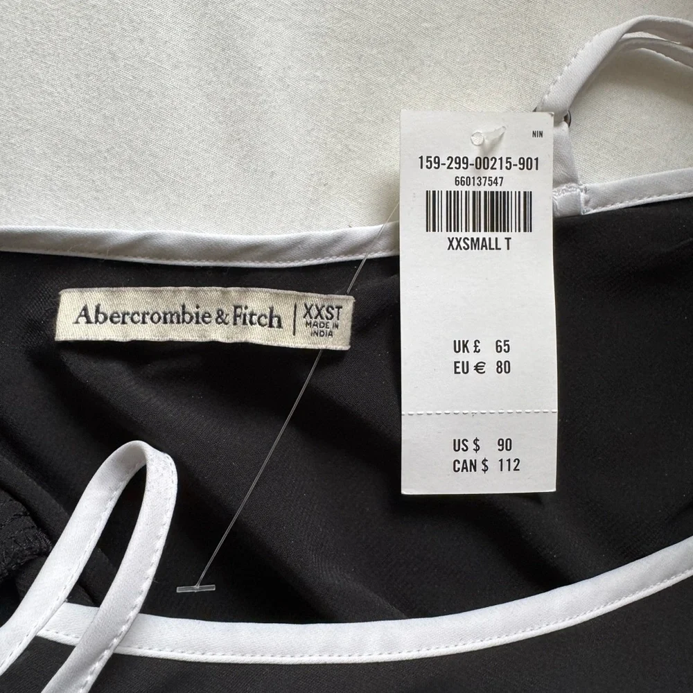 Abercrombie & Fitch Black Maxi Slip Dress with White Trim